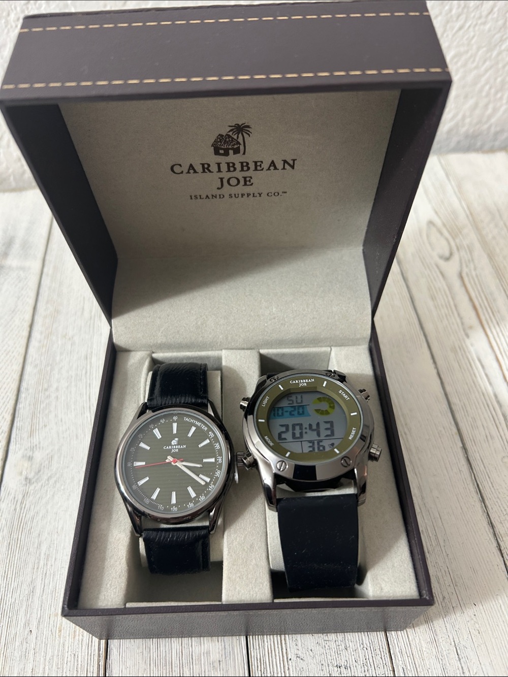 Caribbean Joe Men's Black Analog and Digital Watch Duo